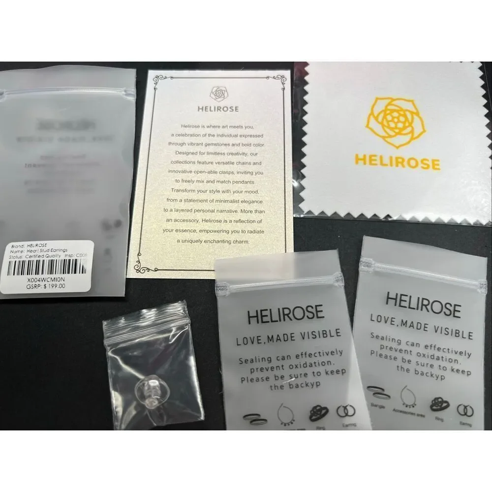 Helirose Pink Silver Tone Heart Shaped Stud Earring Gift Box